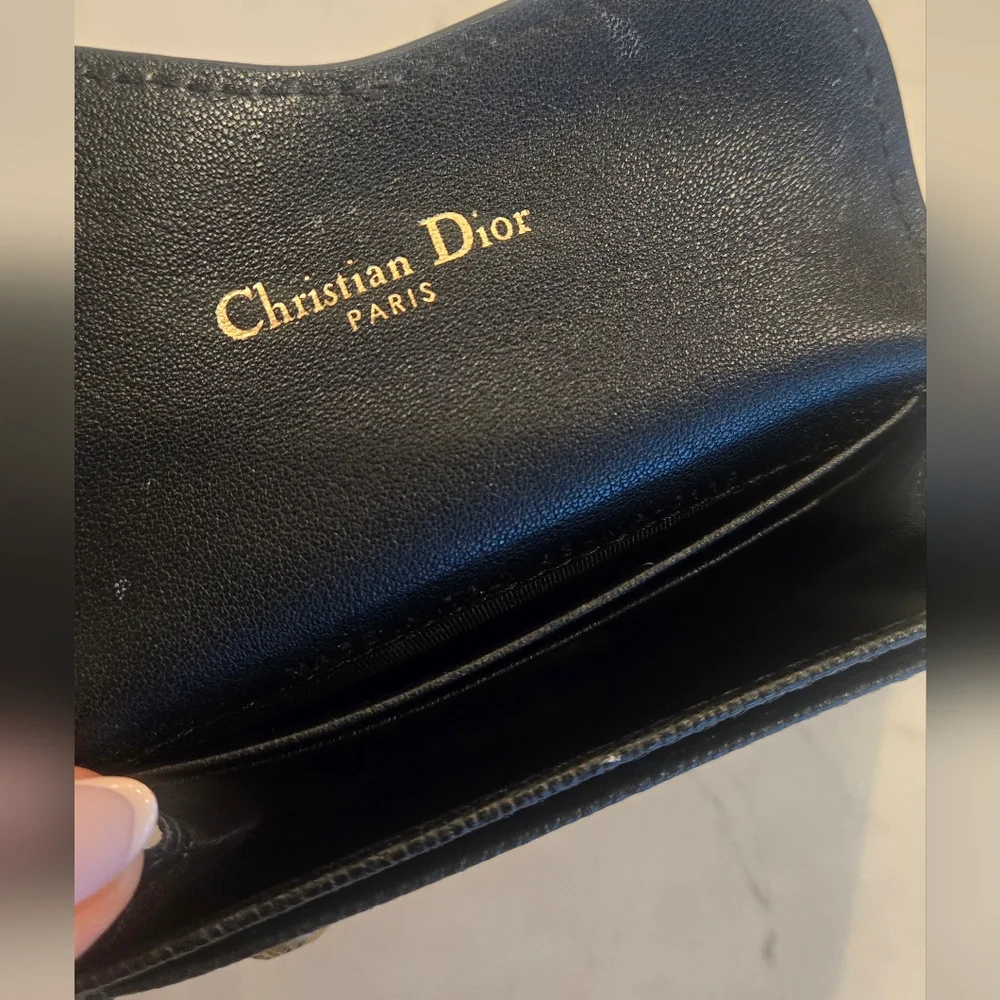 DIOR Black Saddle Bloom Card Holder